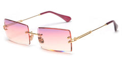 Women's Small Rimless Rectangular 'Peekaboo' Metal  Sunglasses