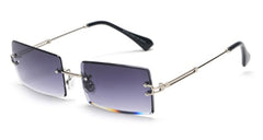 Women's Small Rimless Rectangular 'Peekaboo' Metal  Sunglasses