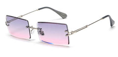 Women's Small Rimless Rectangular 'Peekaboo' Metal  Sunglasses