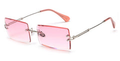 Women's Small Rimless Rectangular 'Peekaboo' Metal  Sunglasses