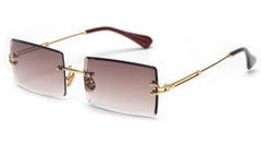 Women's Small Rimless Rectangular 'Peekaboo' Metal  Sunglasses