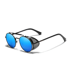 Men's Retro Polarized Round 'Smoke Rock' Metal Sunglasses