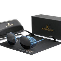 Men's Retro Polarized Round 'Smoke Rock' Metal Sunglasses