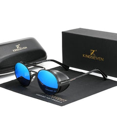 Men's Retro Polarized Round 'Smoke Rock' Metal Sunglasses