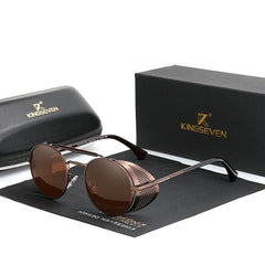 Men's Retro Polarized Round 'Smoke Rock' Metal Sunglasses