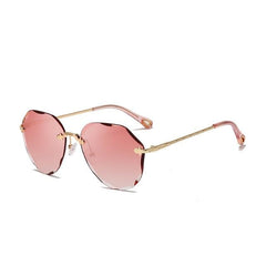 Women's Rimless Round 'Diamond Cut' Metal Sunglasses