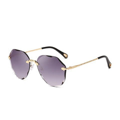 Women's Rimless Round 'Diamond Cut' Metal Sunglasses