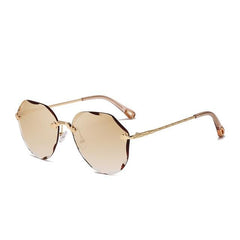 Women's Rimless Round 'Diamond Cut' Metal Sunglasses