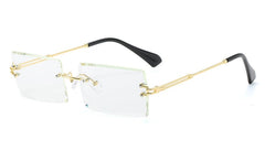 Women's Small Rimless Rectangular 'Peekaboo' Metal  Sunglasses