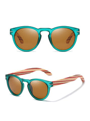 Men's Round Polarized 'Buzz' Wooden Sunglasses