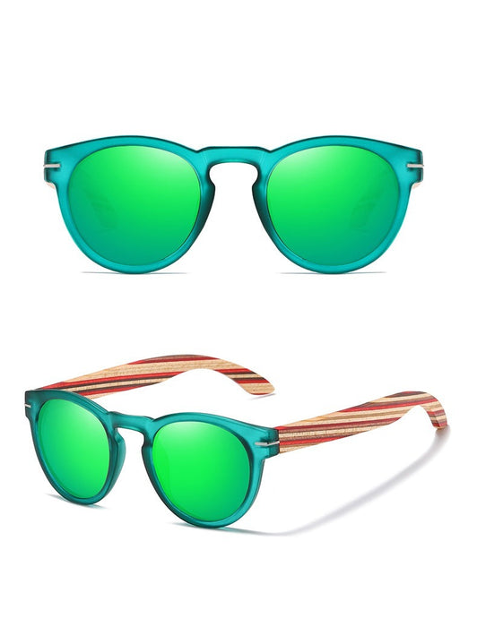 Men's Round Polarized 'Buzz' Wooden Sunglasses