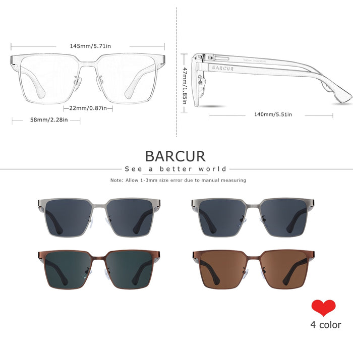 Unisex Square Polarized 'M Mac' Metal Sunglasses