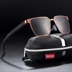 Men's Square Polarized 'Geometric' Metal Sunglasses