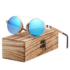 Unisex Oval Aluminum and Wood Polarized Sunglasses