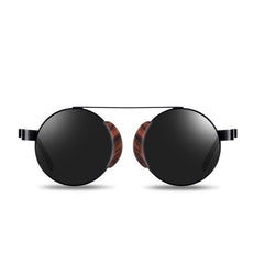 Unisex Oval Aluminum and Wood Polarized Sunglasses