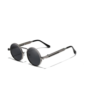 Unisex Oval Polarized 'Gothic 2.0' Metal Sunglasses