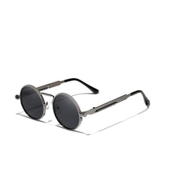 Unisex Oval Polarized 'Gothic 2.0' Metal Sunglasses