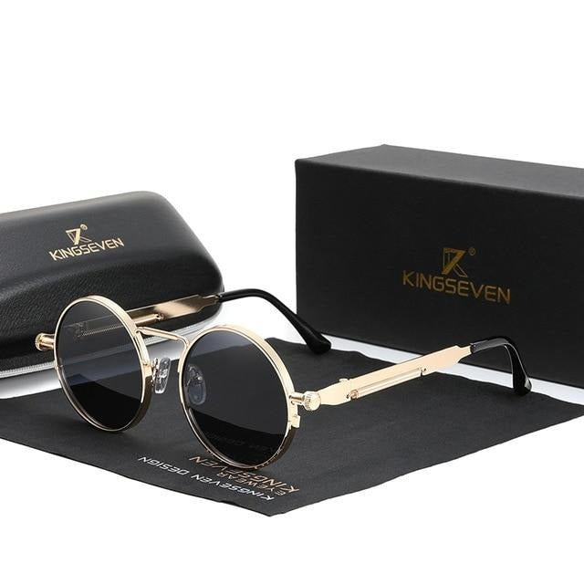 Unisex Oval Polarized 'Gothic 2.0' Metal Sunglasses