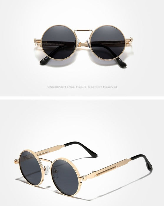 Unisex Oval Polarized 'Gothic 2.0' Metal Sunglasses