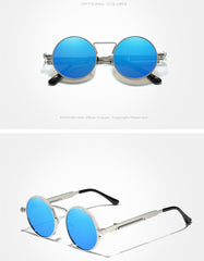 Unisex Oval Polarized 'Gothic 2.0' Metal Sunglasses