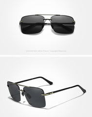 Men's Semi Rimless Polarized Rectangular 'Curion Box' Metal Sunglasses