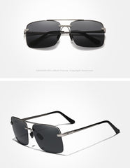 Men's Semi Rimless Polarized Rectangular 'Curion Box' Metal Sunglasses