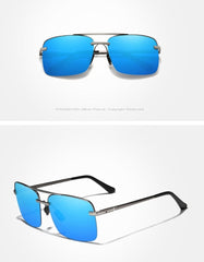 Men's Semi Rimless Polarized Rectangular 'Curion Box' Metal Sunglasses