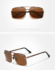 Men's Semi Rimless Polarized Rectangular 'Curion Box' Metal Sunglasses