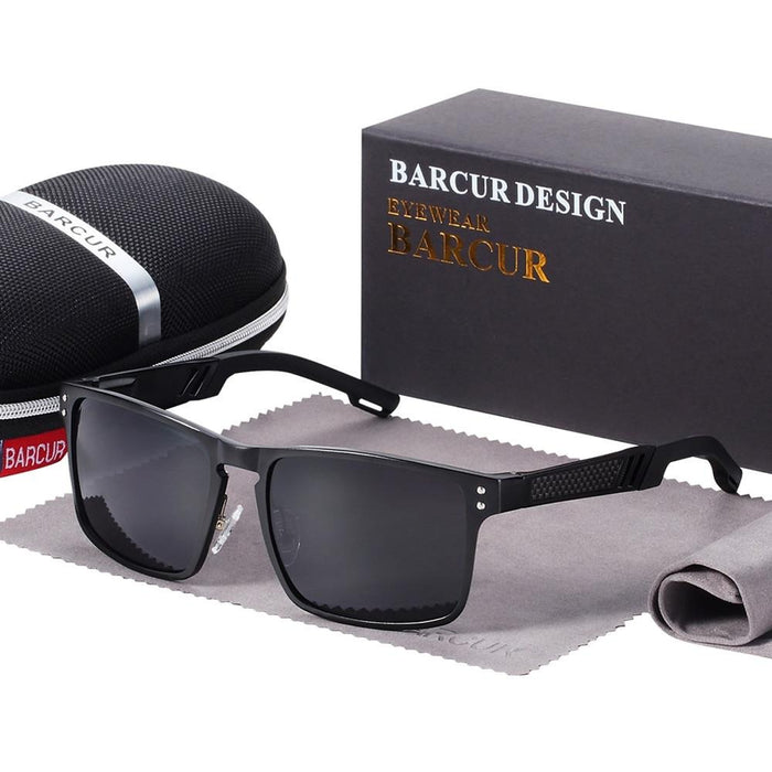 Men's Rectangular Polarized 'New Classic' Metal Sunglasses
