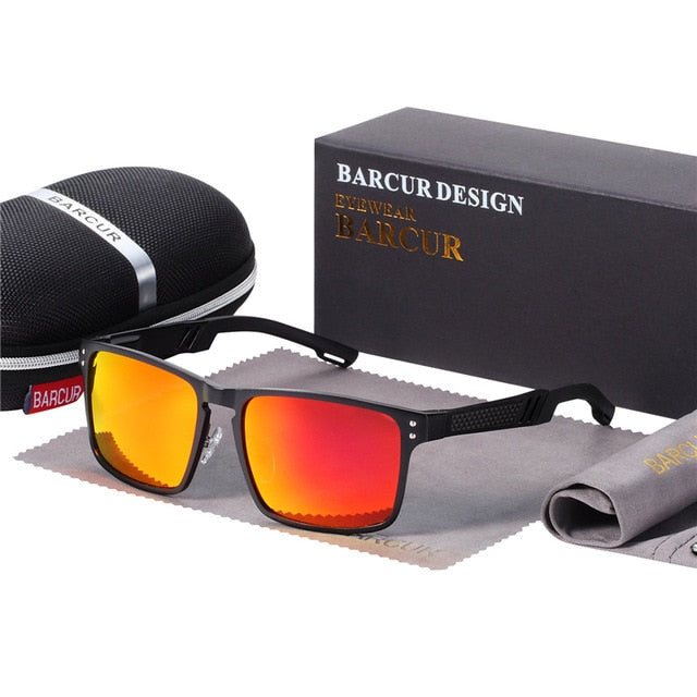 Men's Rectangular Polarized 'New Classic' Metal Sunglasses