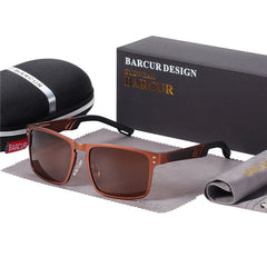 Men's Rectangular Polarized 'New Classic' Metal Sunglasses