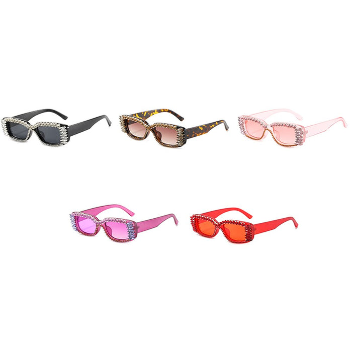 Women's Square 'Crystal Rhinestones' Plastic Sunglasses