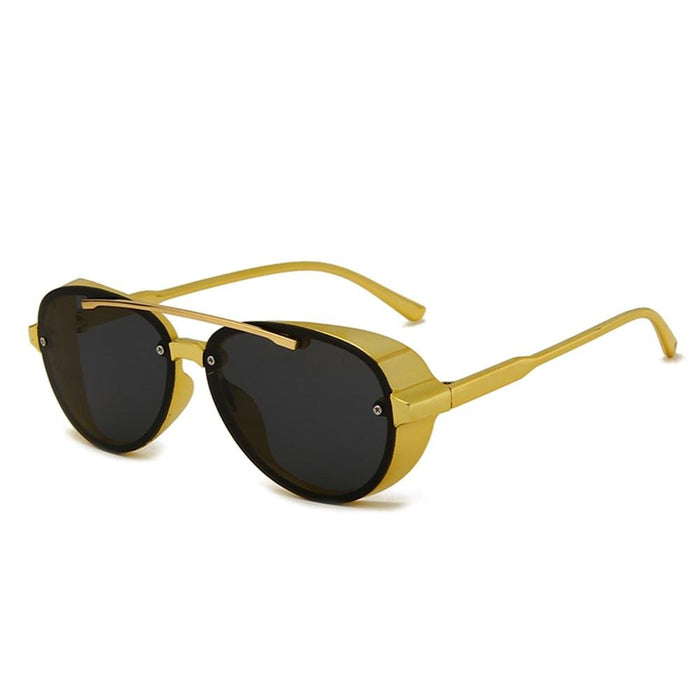 Women's Square 'Double Bridge Gold' Metal Sunglasses