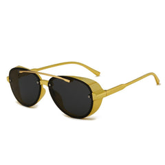 Women's Square 'Double Bridge Gold' Metal Sunglasses