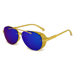 Women's Square 'Double Bridge Gold' Metal Sunglasses