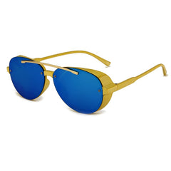 Women's Square 'Double Bridge Gold' Metal Sunglasses