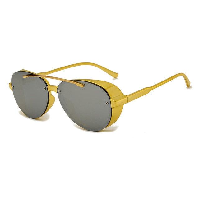 Women's Square 'Double Bridge Gold' Metal Sunglasses