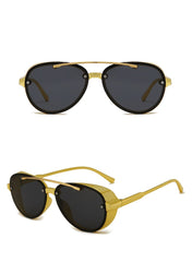 Women's Square 'Double Bridge Gold' Metal Sunglasses