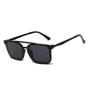 Men's Vintage Double Bridge 'Too Cool for School' Square Plastic Sunglasses