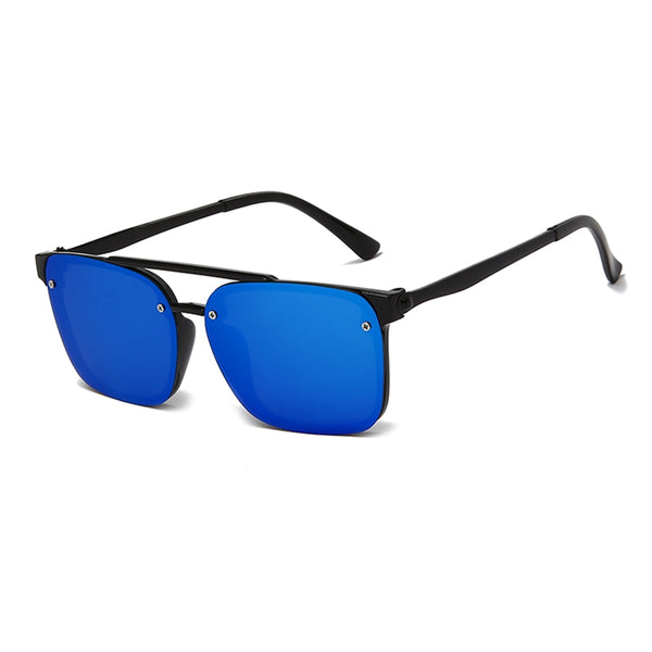 Men's Vintage Double Bridge 'Too Cool for School' Square Plastic Sunglasses