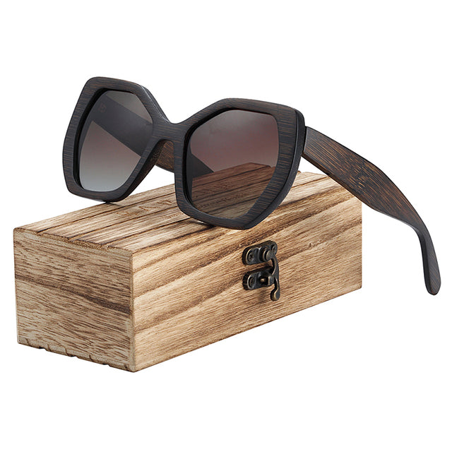 Women's Polarized Butterfly 'Morpho' Bamboo Wood Sunglasses