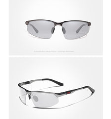 Men's Polarized Rimless Rectangular 'Geometric' Metal Sunglasses