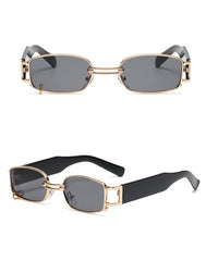 Unisex Small Rectangular 'Salem' Metal Sunglasses