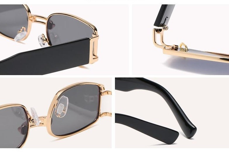 Unisex Small Rectangular 'Salem' Metal Sunglasses