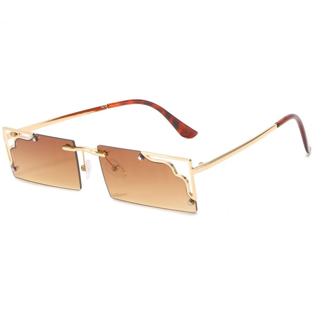 Women's Rectangular Rimless 'Daylight' Metal Sunglasses