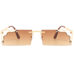 Women's Rectangular Rimless 'Daylight' Metal Sunglasses