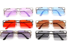 Women's Rectangular Rimless 'Daylight' Metal Sunglasses