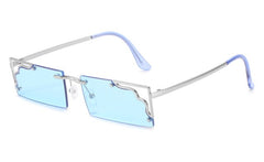 Women's Rectangular Rimless 'Daylight' Metal Sunglasses