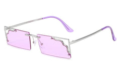 Women's Rectangular Rimless 'Daylight' Metal Sunglasses