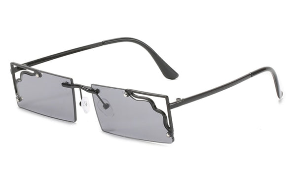 Women's Rectangular Rimless 'Daylight' Metal Sunglasses